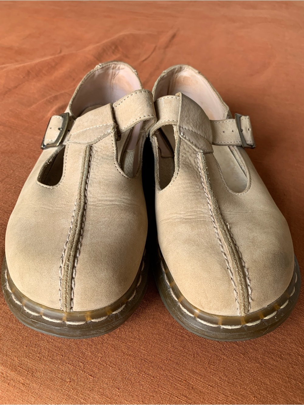 Dr. Martens Beige/Tan Mary Jane T-Bar Shoes